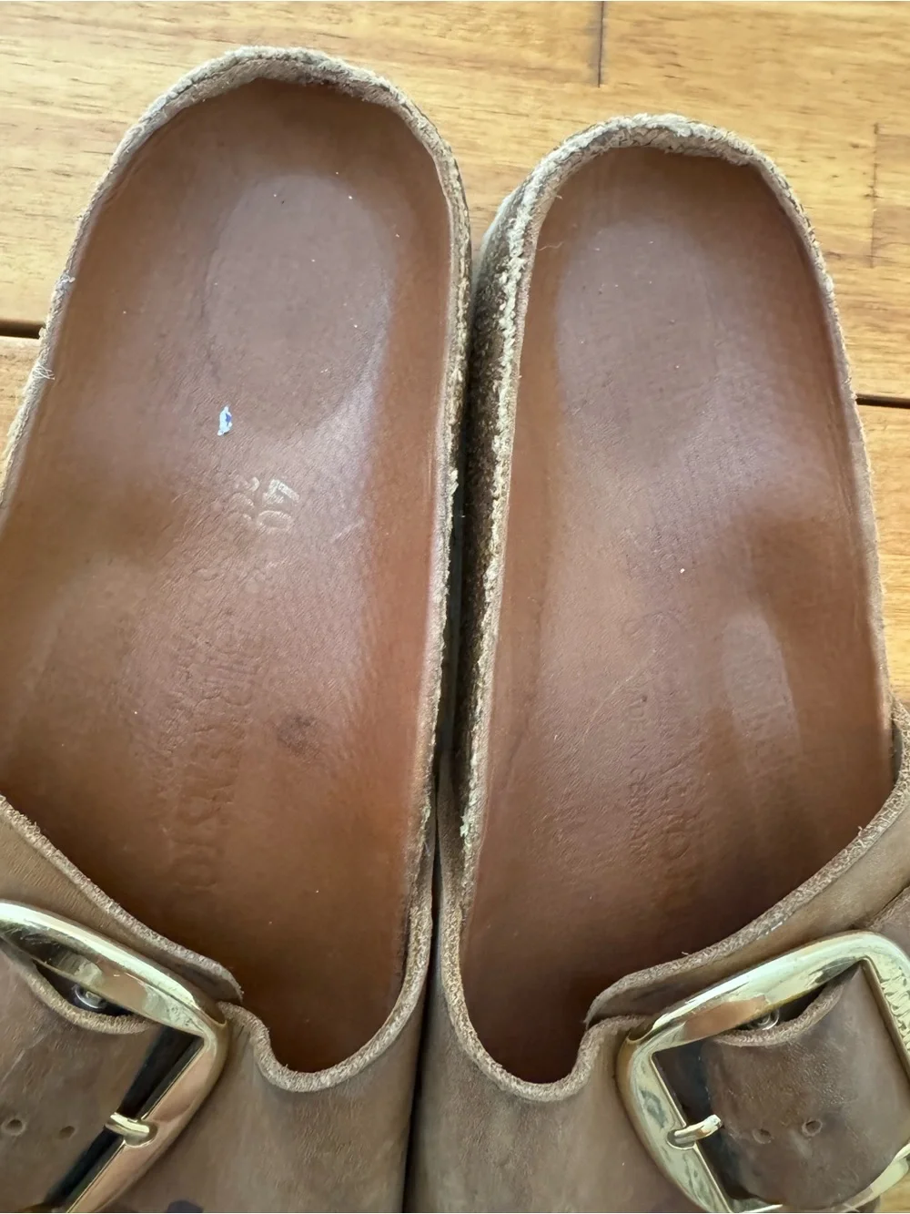 Birkenstock Madrid Big Buckle Nubuck Leather Brown Slide Sandals Size 40